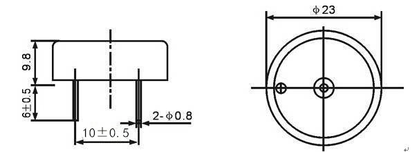 HNR-2310A passive piezoelectric buzzer front view